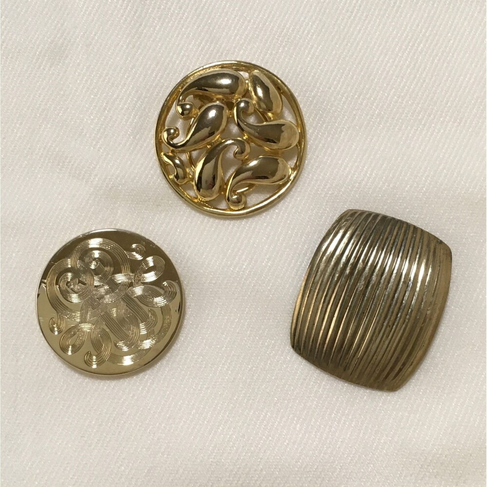Vintage Gold Tone Scarf Dress Clip Lot of 3 Mid Century Accessory